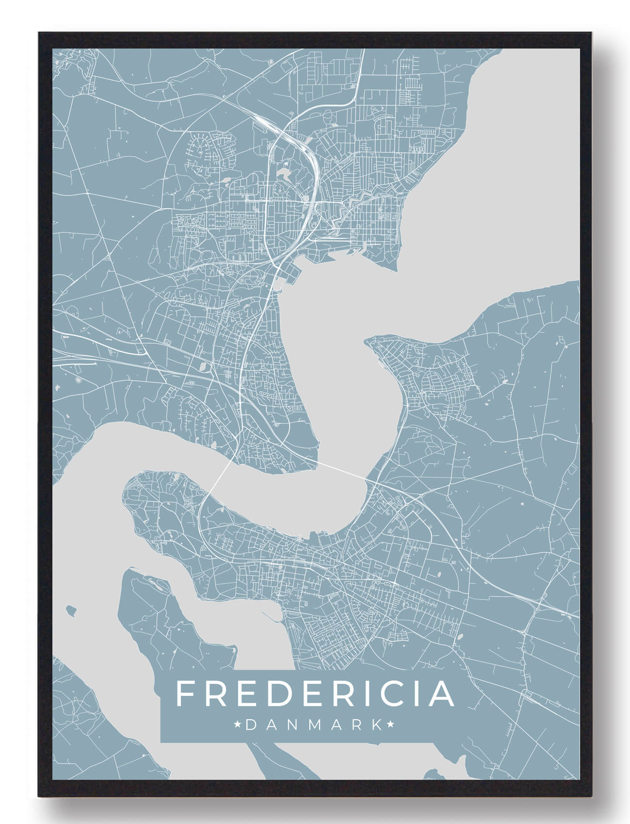 Fredericia Plakat i Lyseblå - Udforsk Syddanmark