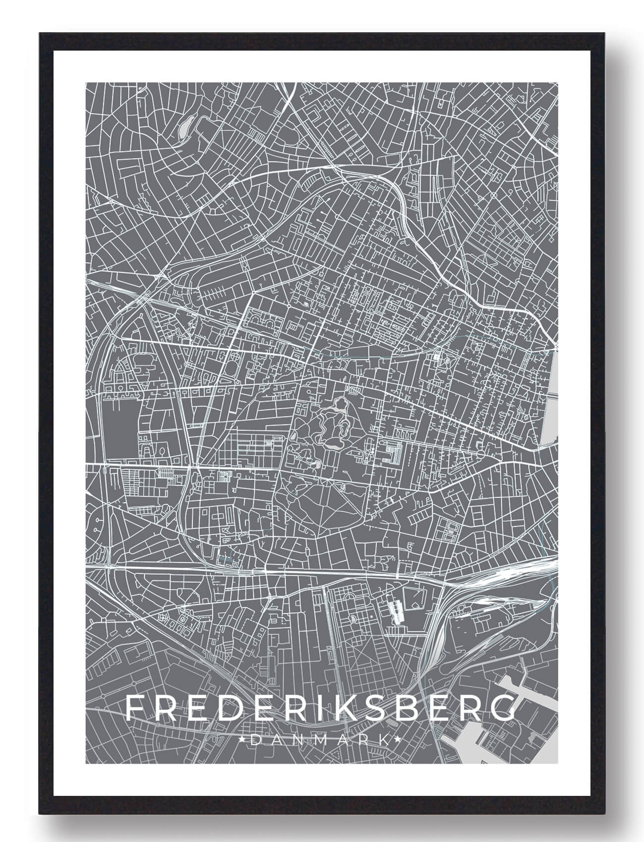 Frederiksberg By Plakat - Udforsk Skønheden i Grå
