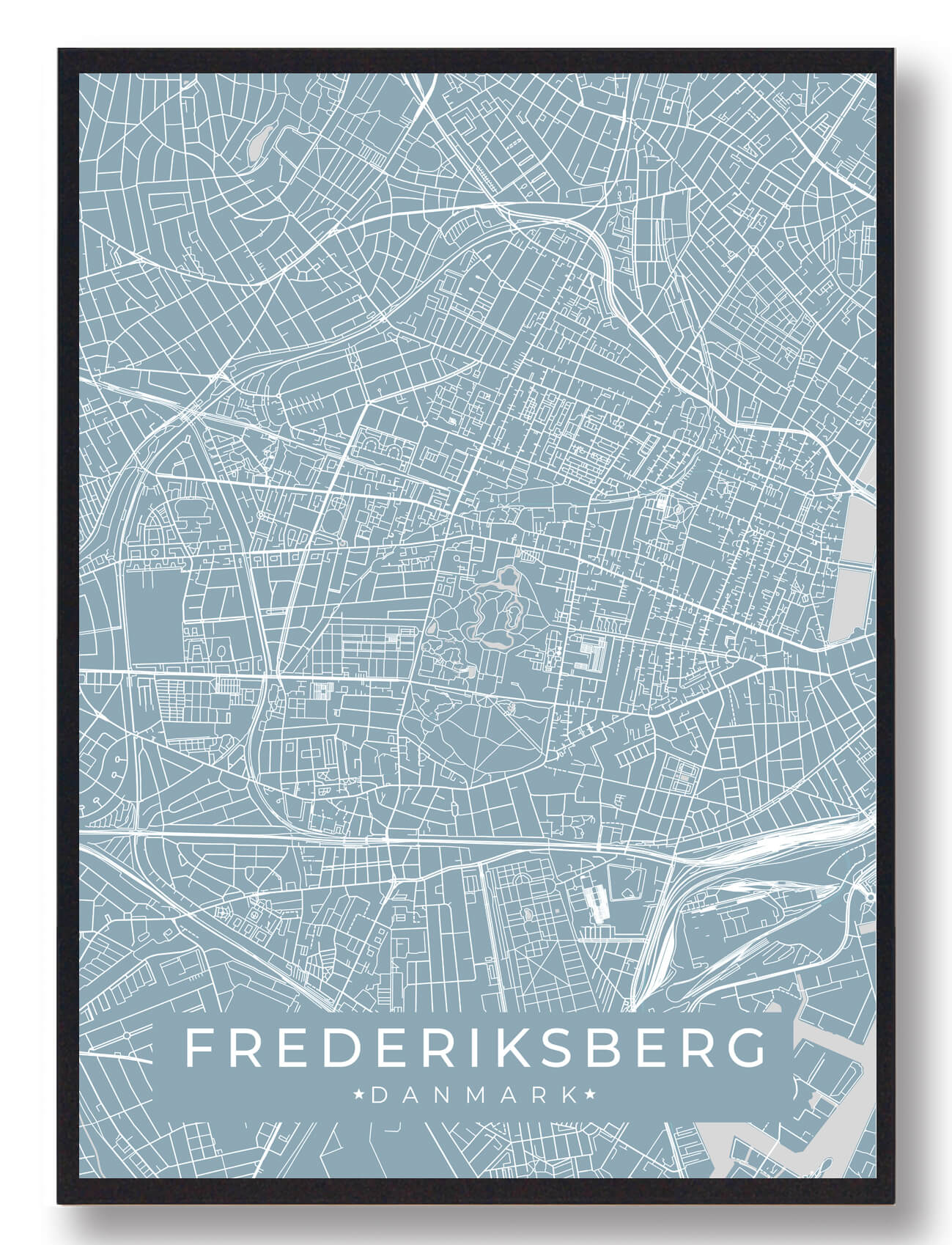 Frederiksberg Plakat i Lyseblå - Udforsk Byens Skønhed