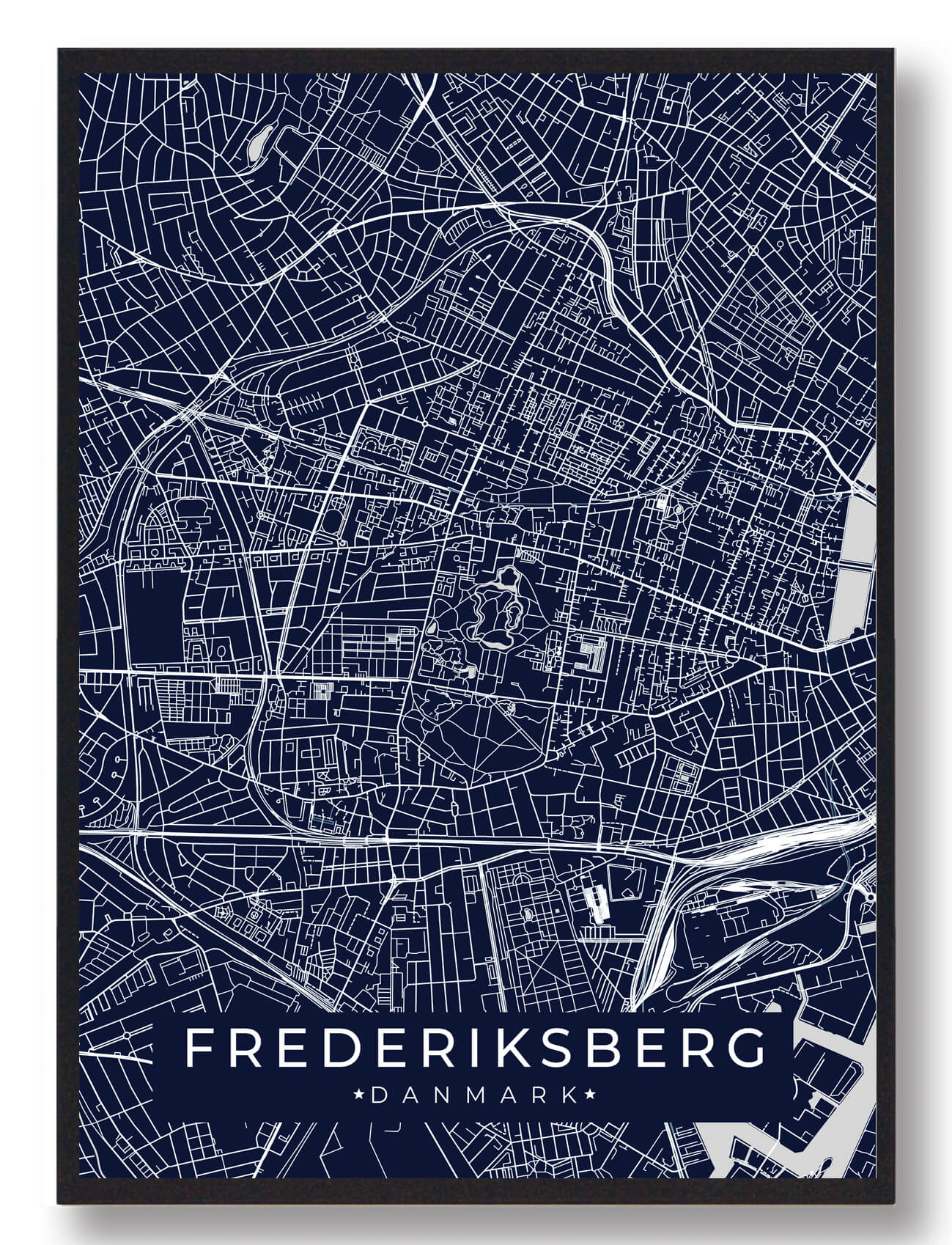 Frederiksberg Plakat i Mørkeblå - Udforsk Skønheden!