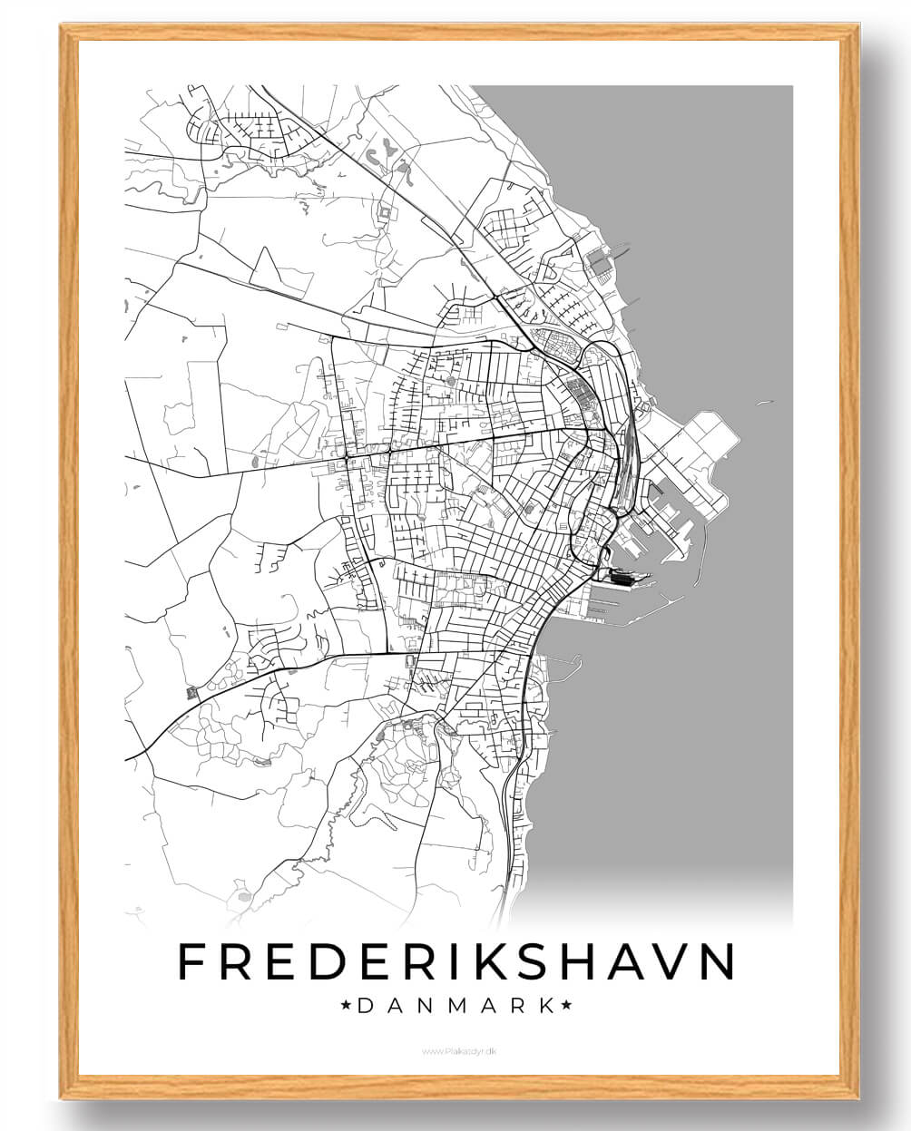 Frederikshavn Plakat - Hvid Kunstværk til Væggen