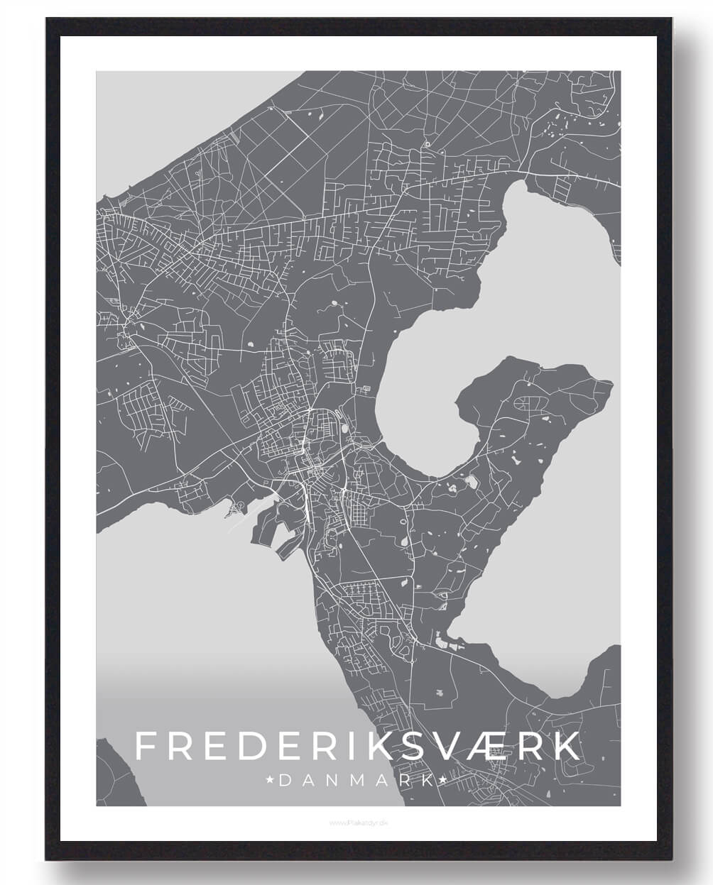Frederiksværk Byplakat - Grå Design til Dit Hjem