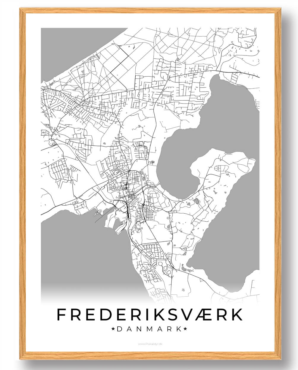 Frederiksværk Byplakat - Hvid Dekorativ Kunst til Dit Hjem