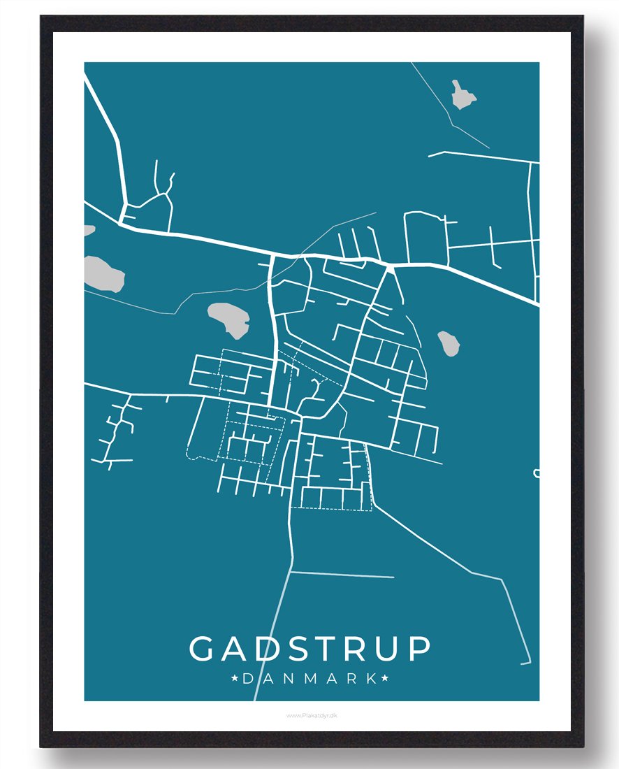 Gadstrup By Plakat - Blå Dekoration til Dit Hjem