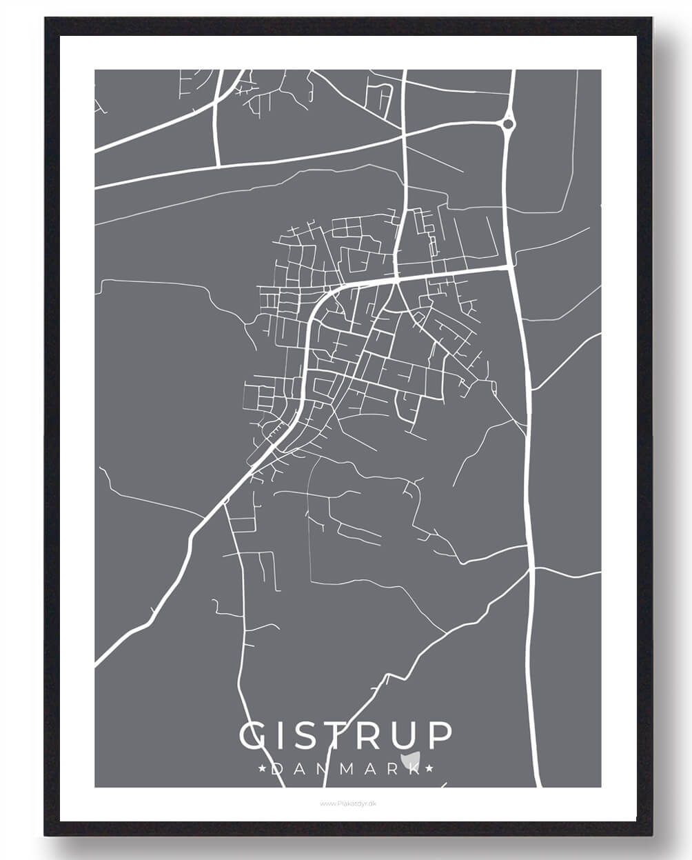 Gistrup By Plakat - Grå fra Plakatdyr.dk
