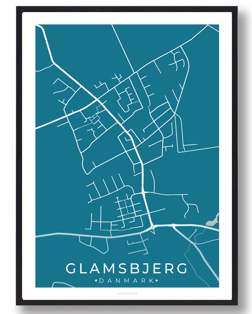 Glamsbjerg By Plakat - Blå til Super Pris!