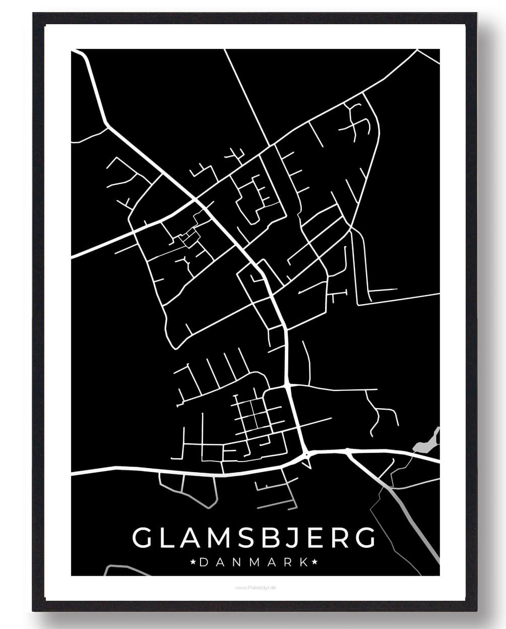 Glamsbjerg By Plakat - Sort til Black Friday tilbud