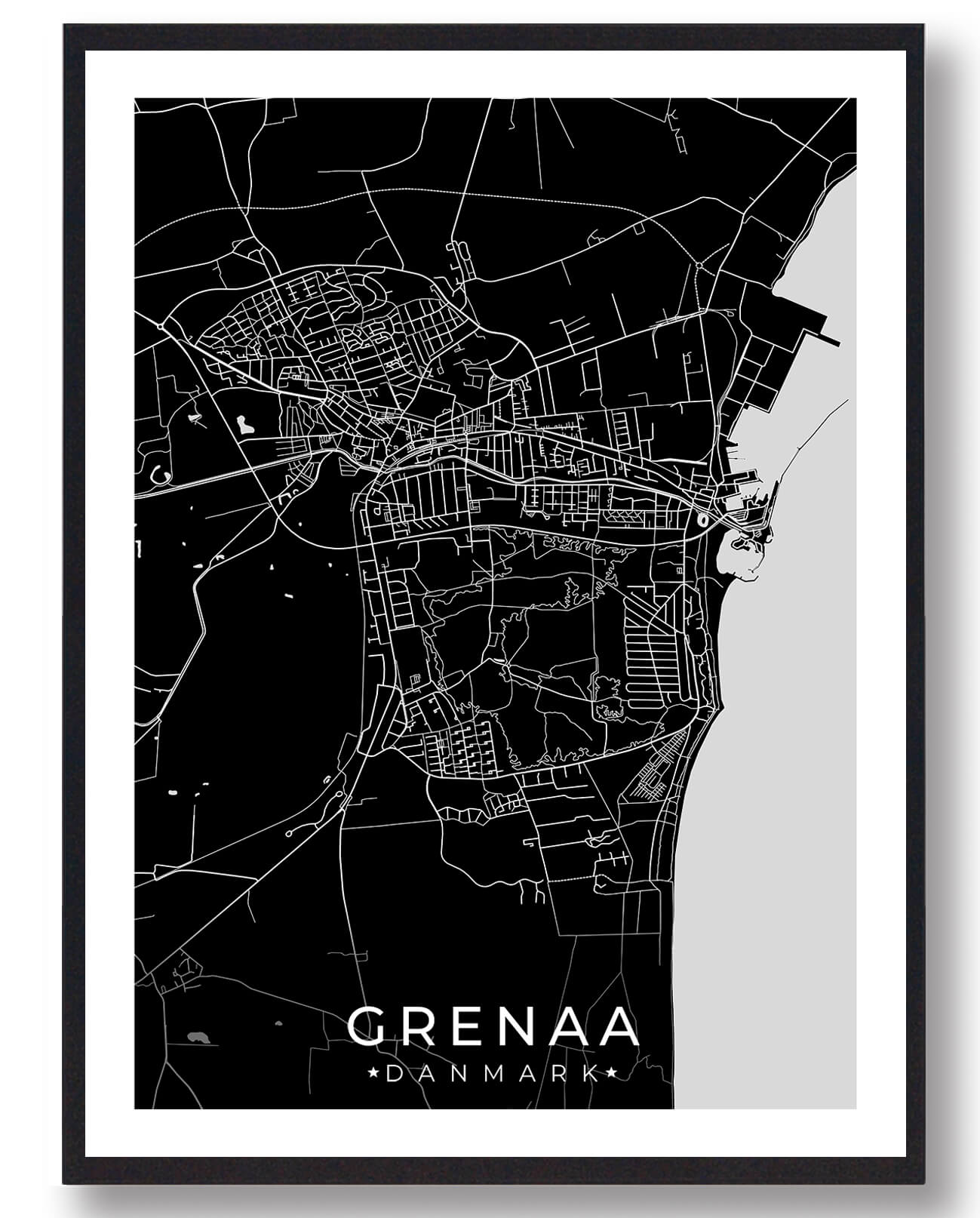 Grenaa Plakat - Sort Design til Dit Hjem