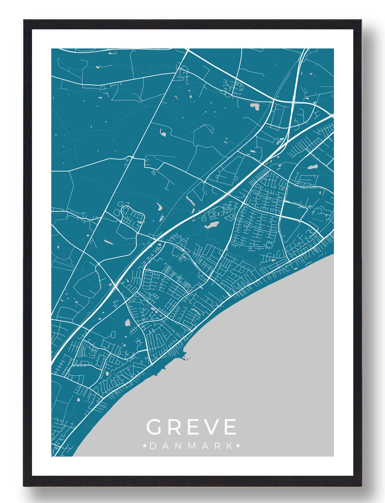 Greve By Plakat - Blå fra Plakatdyr.dk på tilbud!