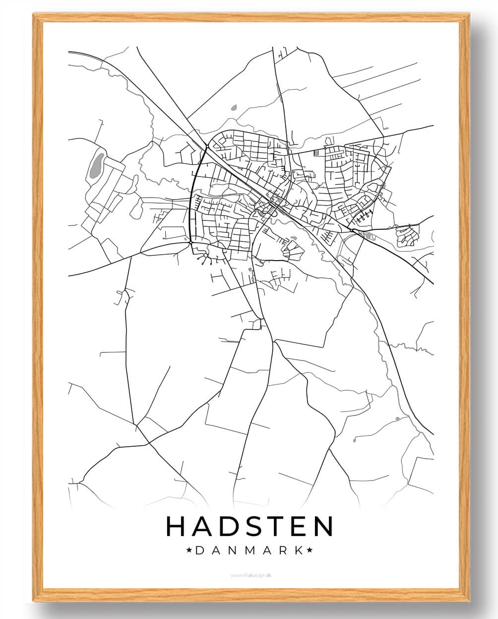Hadsten By Plakat - Hvid til Midtjyllandselskere