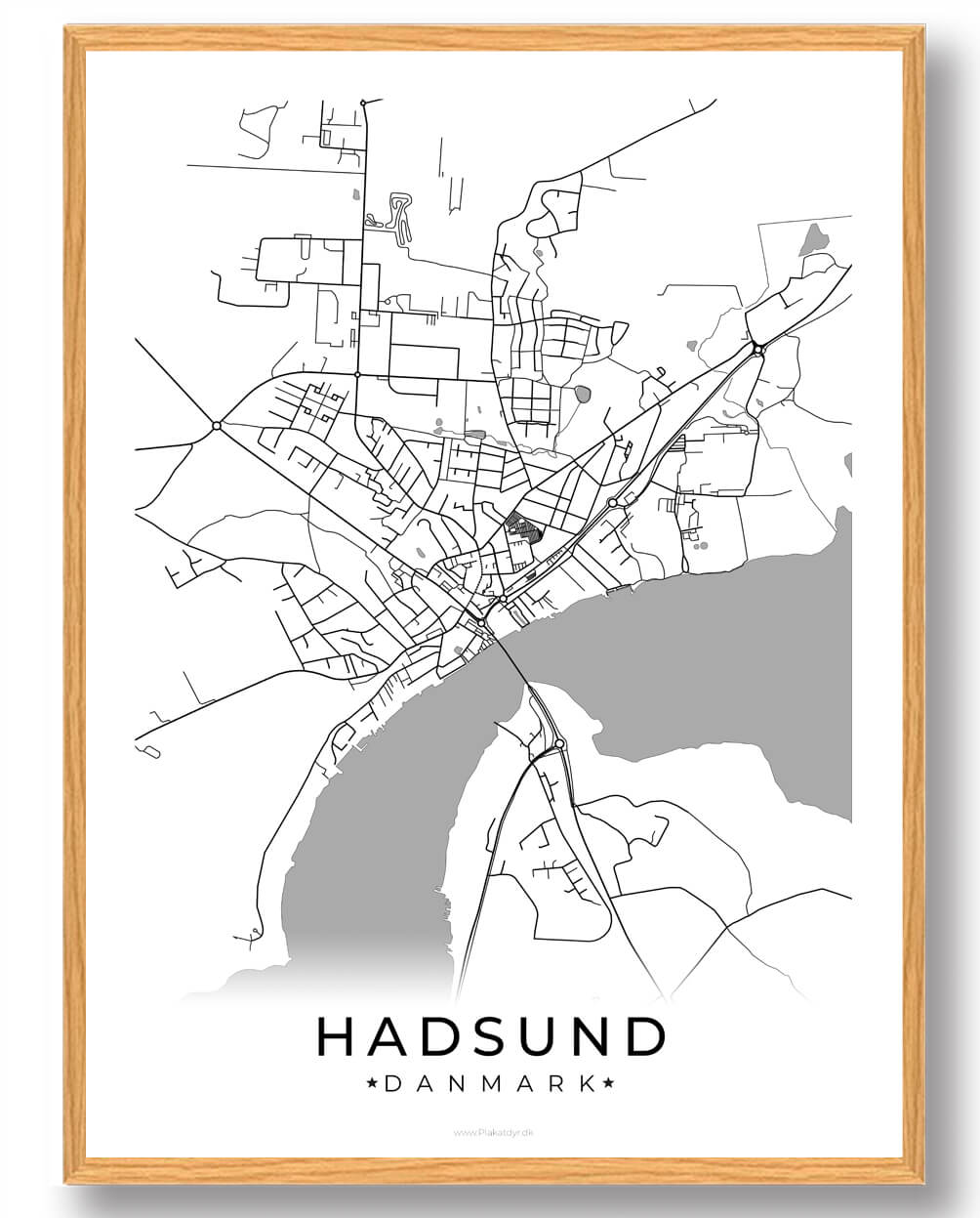 Hadsund By Plakat i Hvid - Perfekt til din Indretning