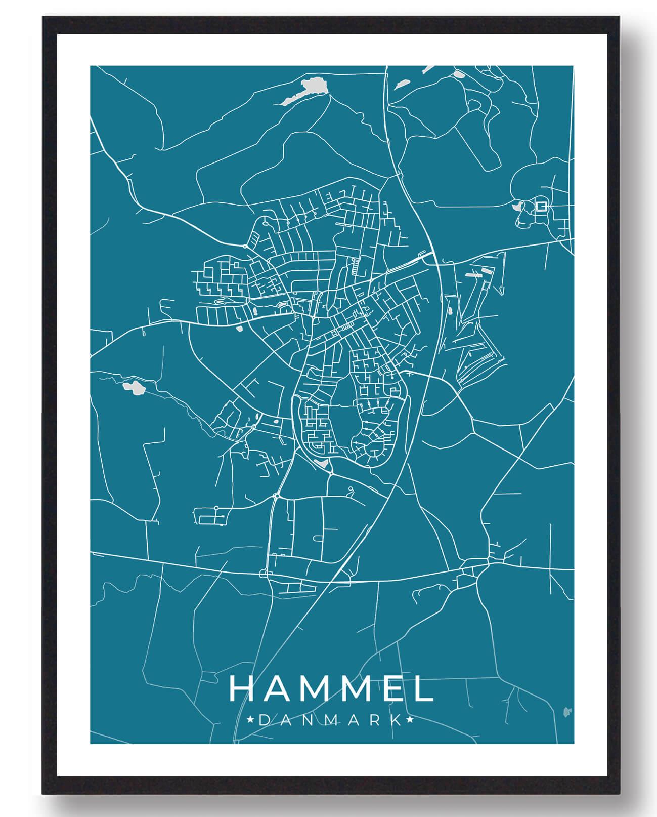 Hammel By Plakat - Blå tilbud fra Plakatdyr.dk