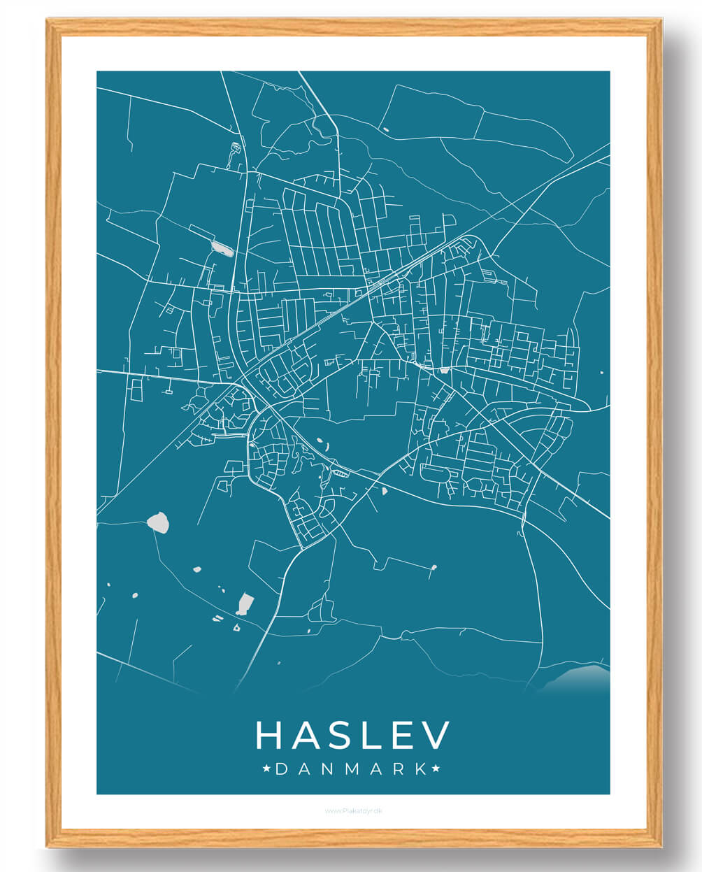 Haslev By Plakat - Blå fra Plakatdyr.dk