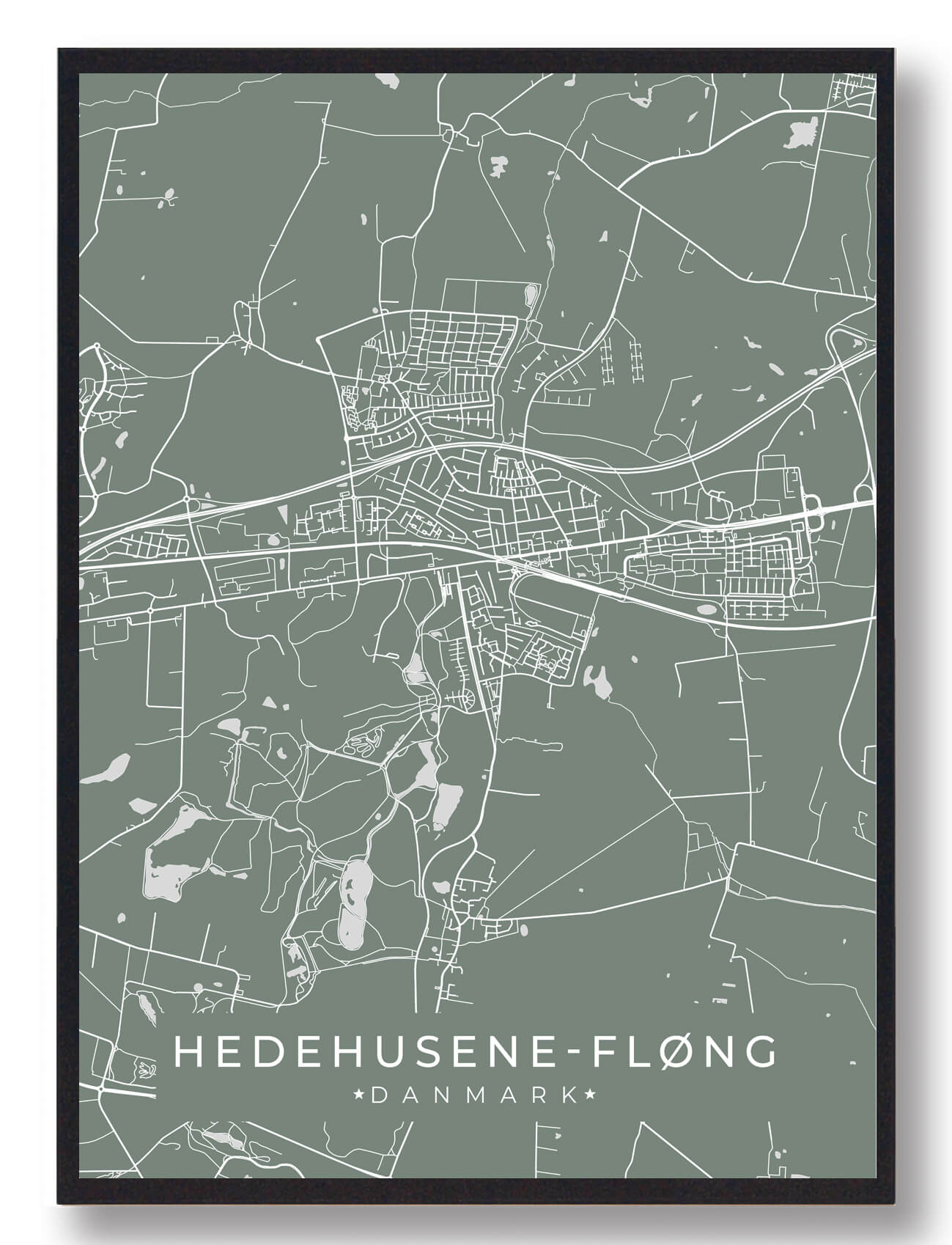 Hedehusene-Fløng Plakat i Grøn - Unik Kunstplakat