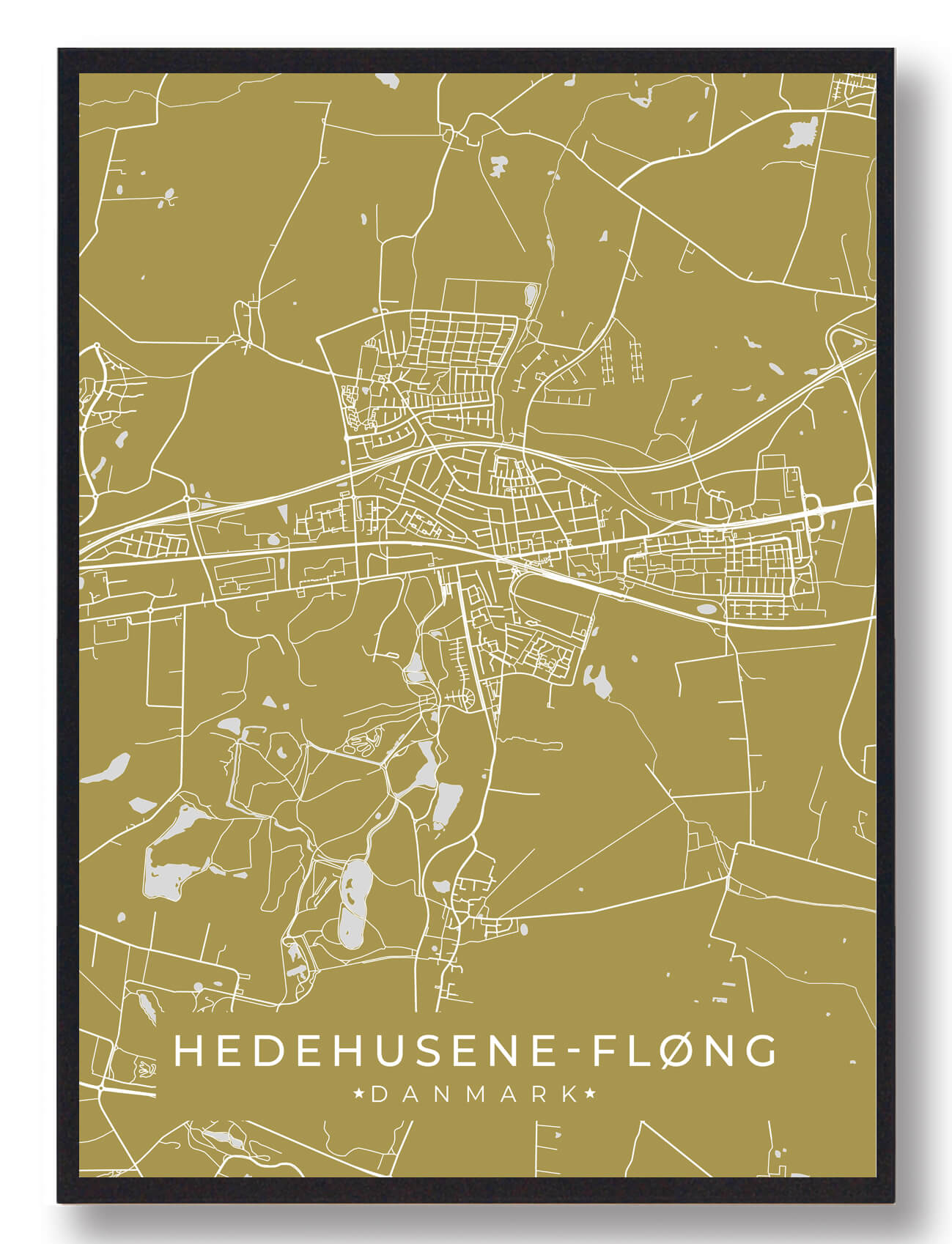 Hedehusene-Fløng Plakat i Gul - Unik Kunst til Dit Hjem