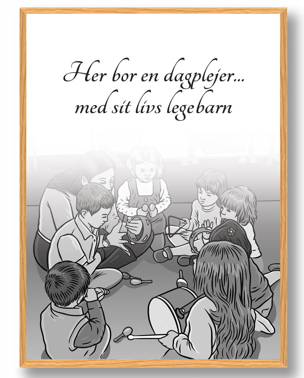 Her Bor En Dagplejer Plakat til Personlig Indretning