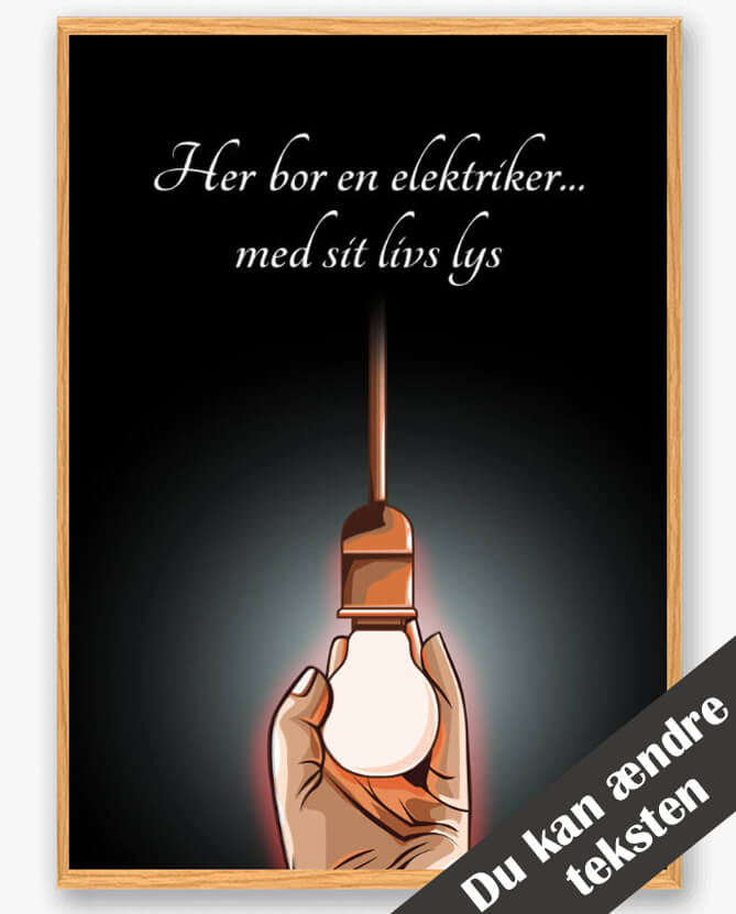 Plakat: Her Bor En Elektriker - Unik Indretning
