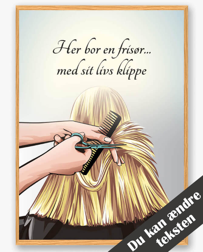 Her Bor En Frisør - Personlig Plakat til Indretning