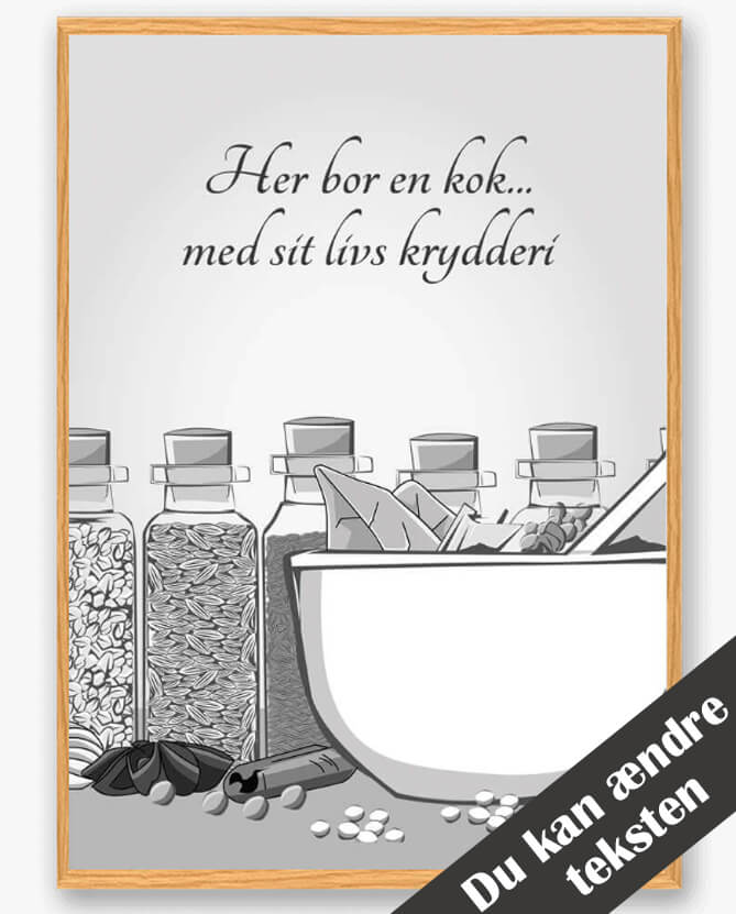 Her Bor En Kok - Plakat til Personlig Indretning