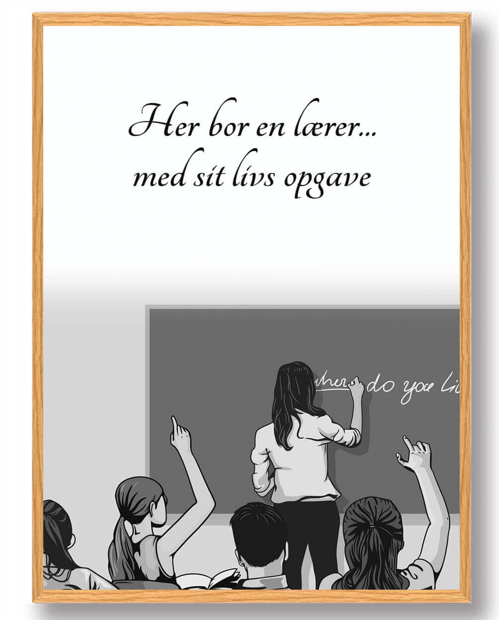 Her Bor En Lærer - Plakat til Boligen