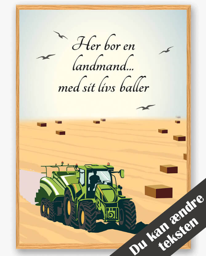 Her Bor En Landmand - Grøn Plakat til Uddannelseshue