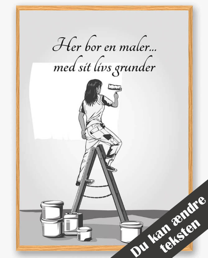 Plakat: Her Bor En Maler Kvinde - Fejr Kærligheden!