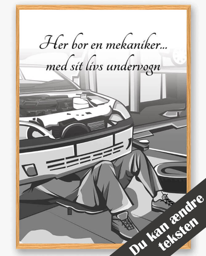 Her Bor En Mekaniker Plakat - Unik Vægkunst til Hjemmet