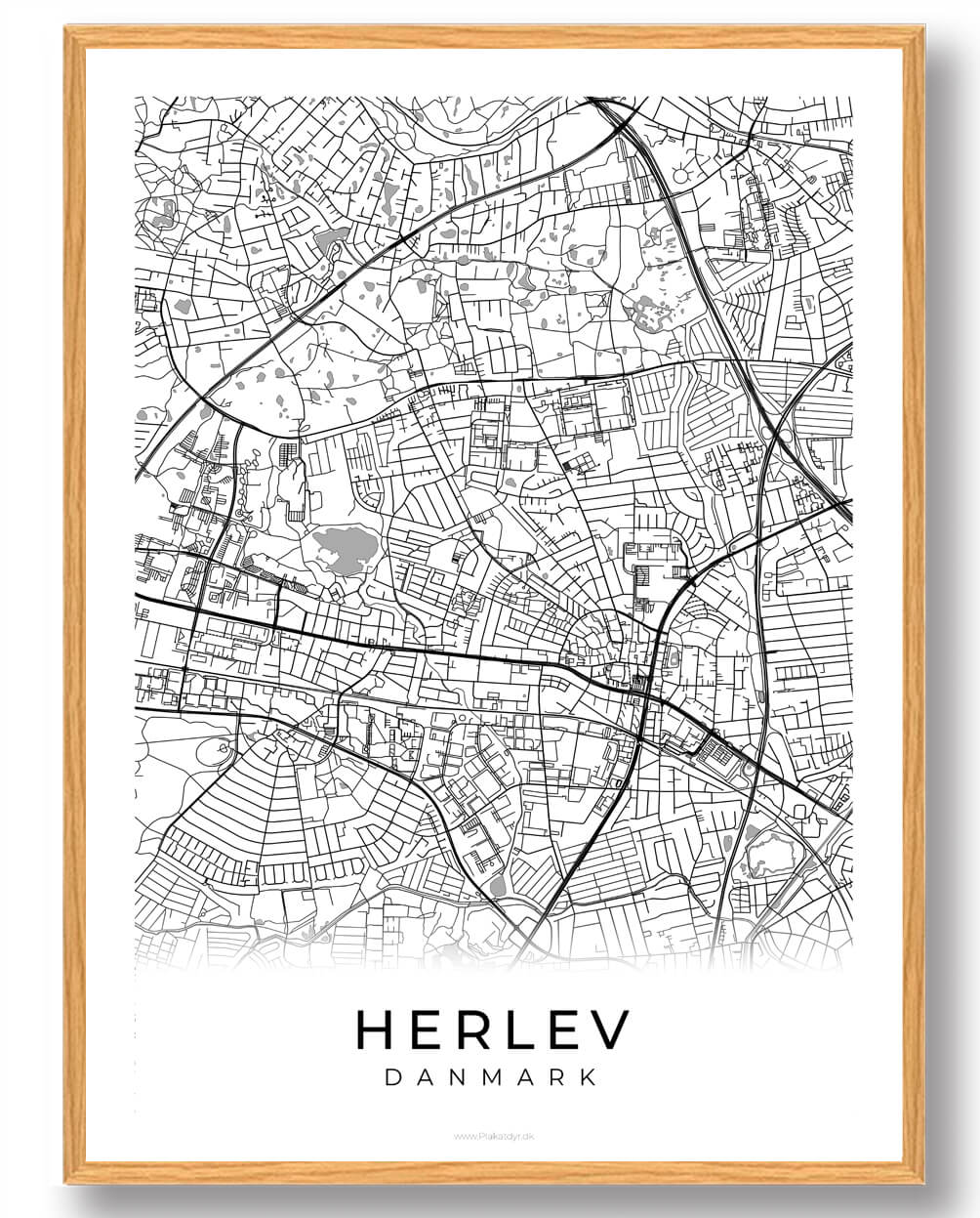 Herlev By Plakat – Hvid Vægdekoration til Dit Hjem