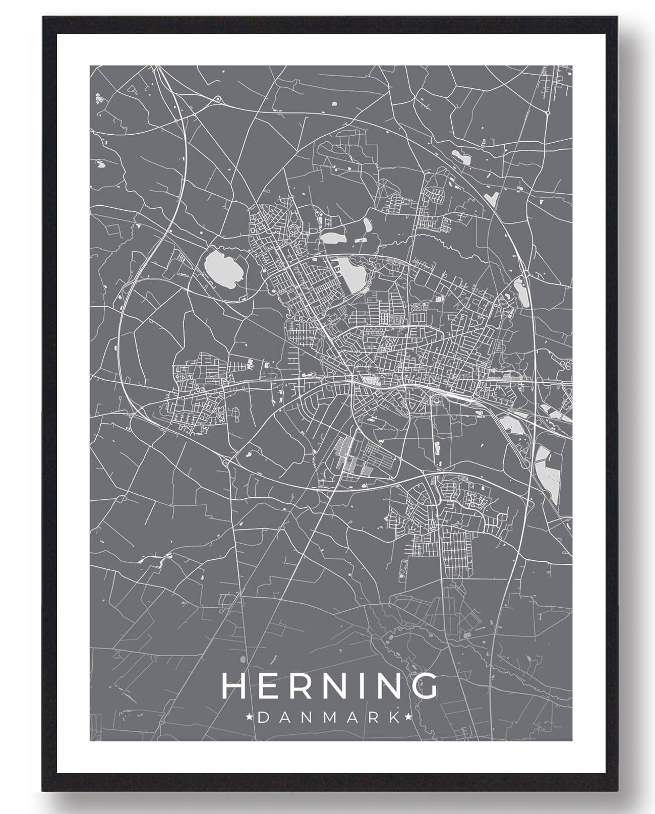 Herning By Plakat - Grå Tilbud fra Plakatdyr.dk