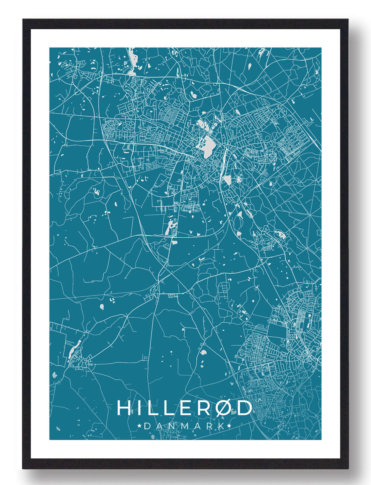 Hillerød By Plakat - Blå Tilbud fra Plakatdyr.dk