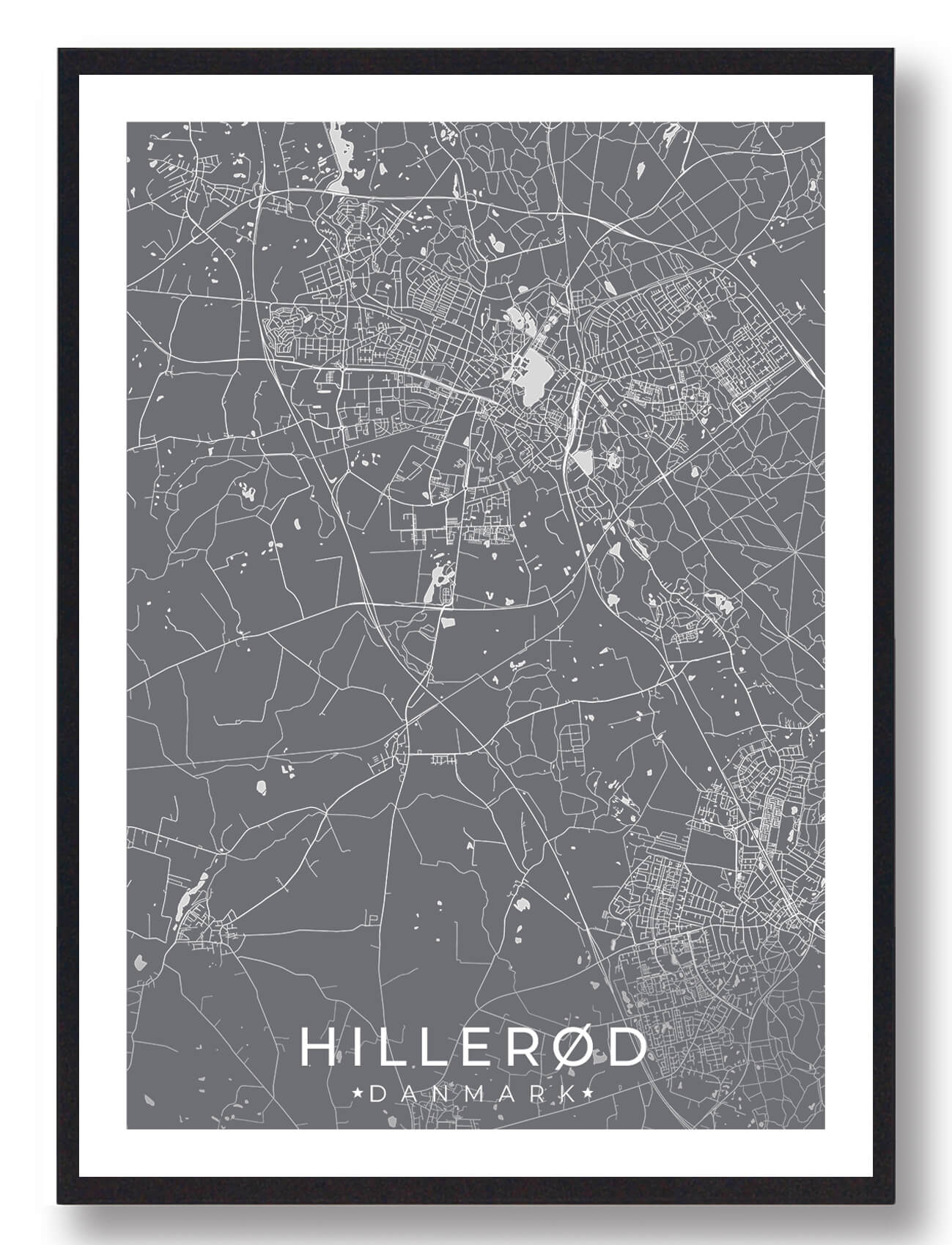 Hillerød By Plakat – Stilfuld Grå Tilbud fra Plakatdyr.dk