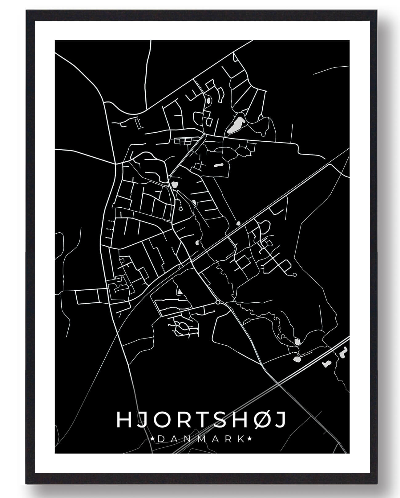 Hjortshøj By Plakat - Elegant vægdekoration til hjemmet