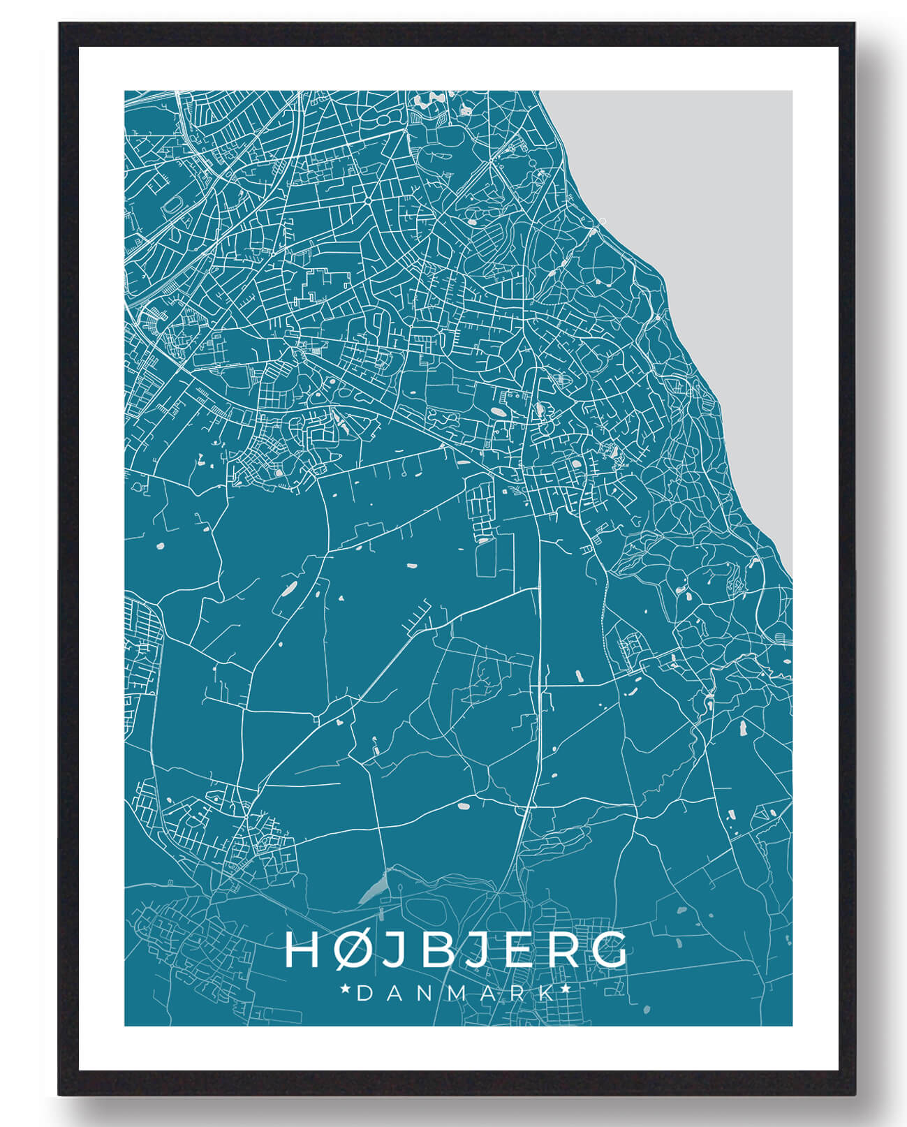 Højbjerg By Plakat - Blå fra Plakatdyr.dk