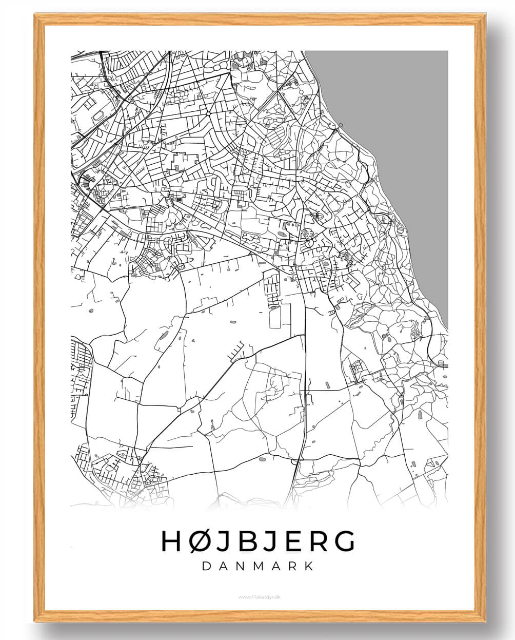 Højbjerg By Plakat - Hvid til salg hos Plakatdyr.dk