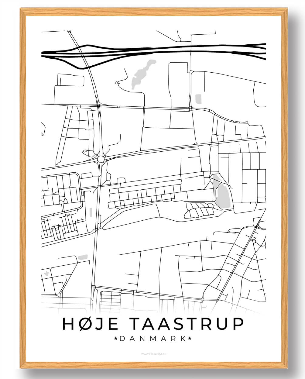 Høje-Taastrup By Plakat - Hvid til Fantastisk Pris!