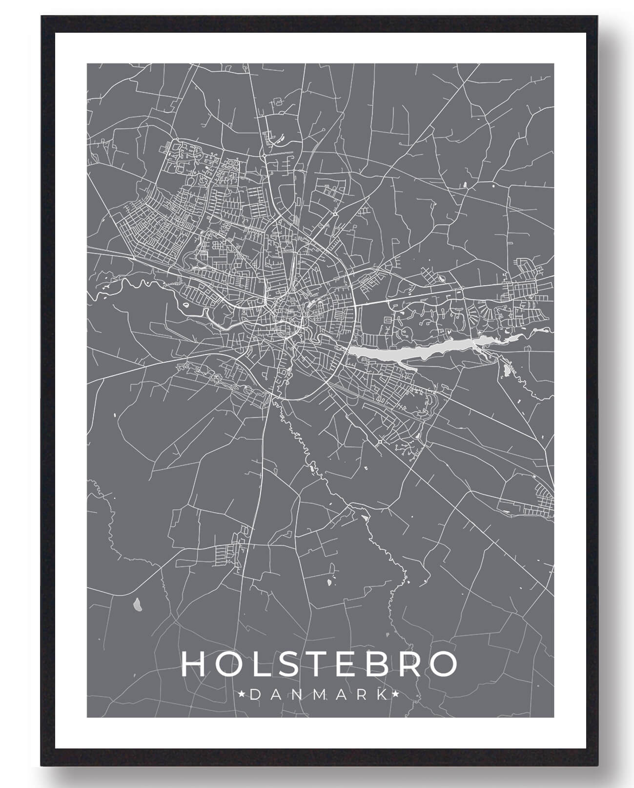 Holstebro By Plakat i Grå - Frisk Pust til Indretningen