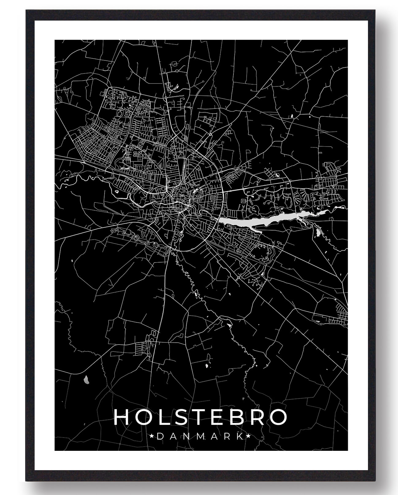 Holstebro By Plakat i Sort - Frisk indretning til hjemmet