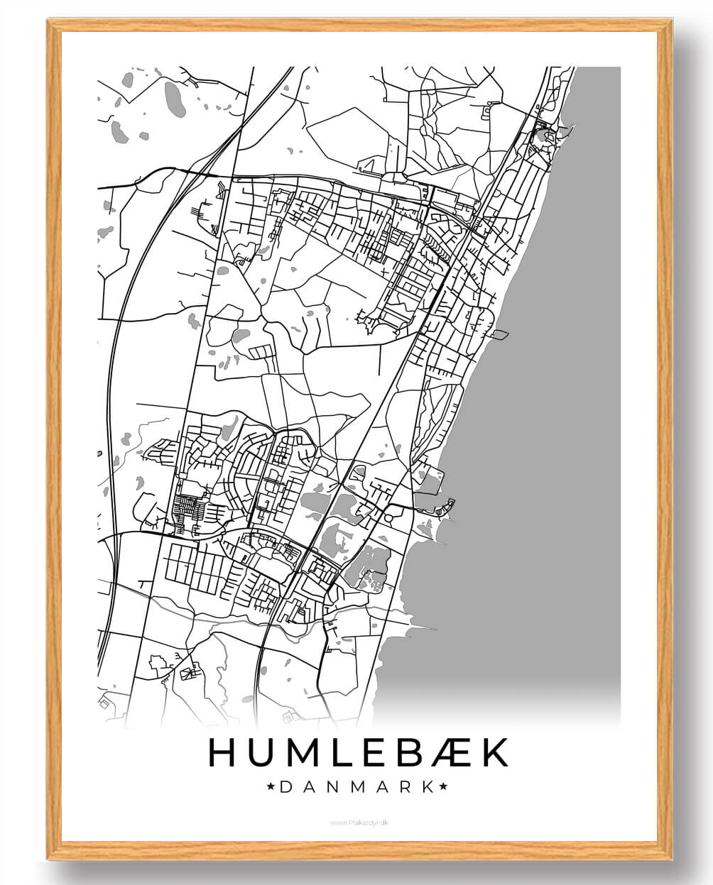 Humlebæk By Plakat - Hvid til din indretning