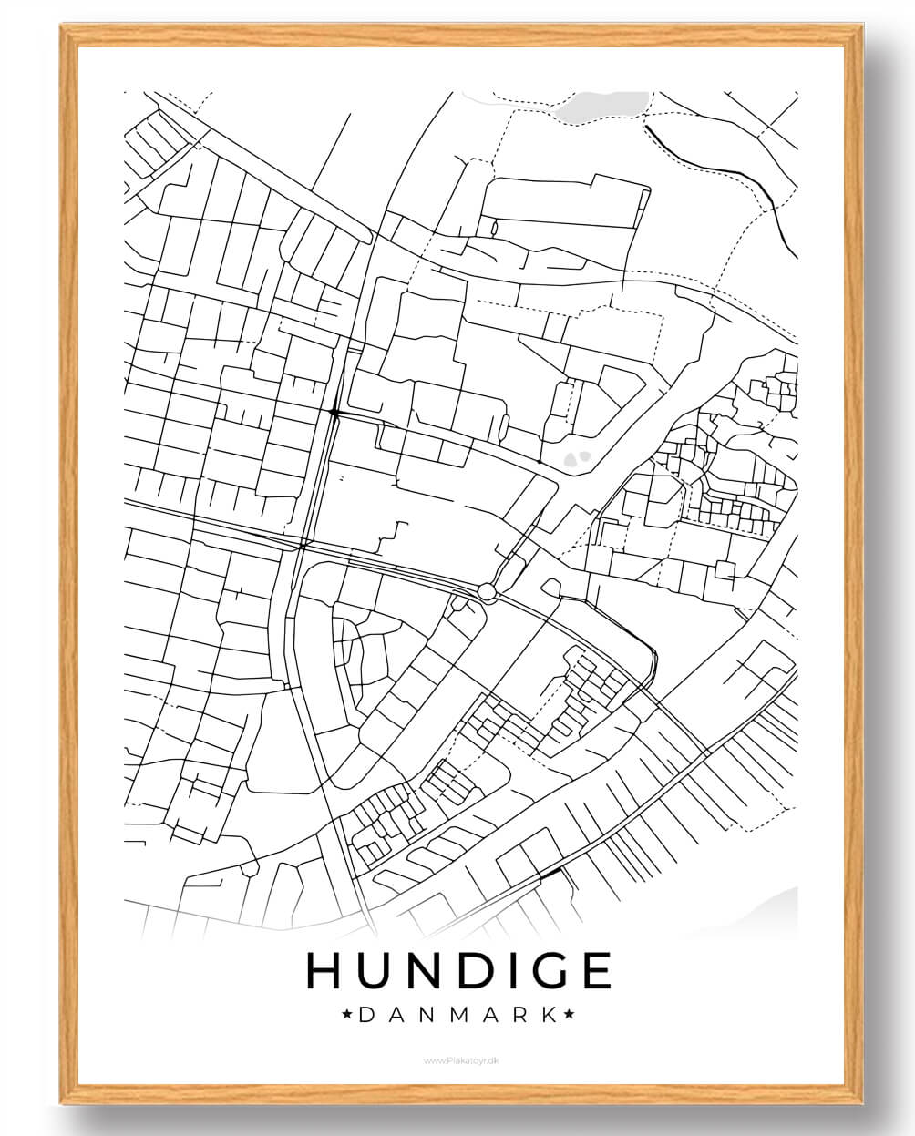 Hundige By Plakat - Hvid fra Plakatdyr.dk på tilbud!