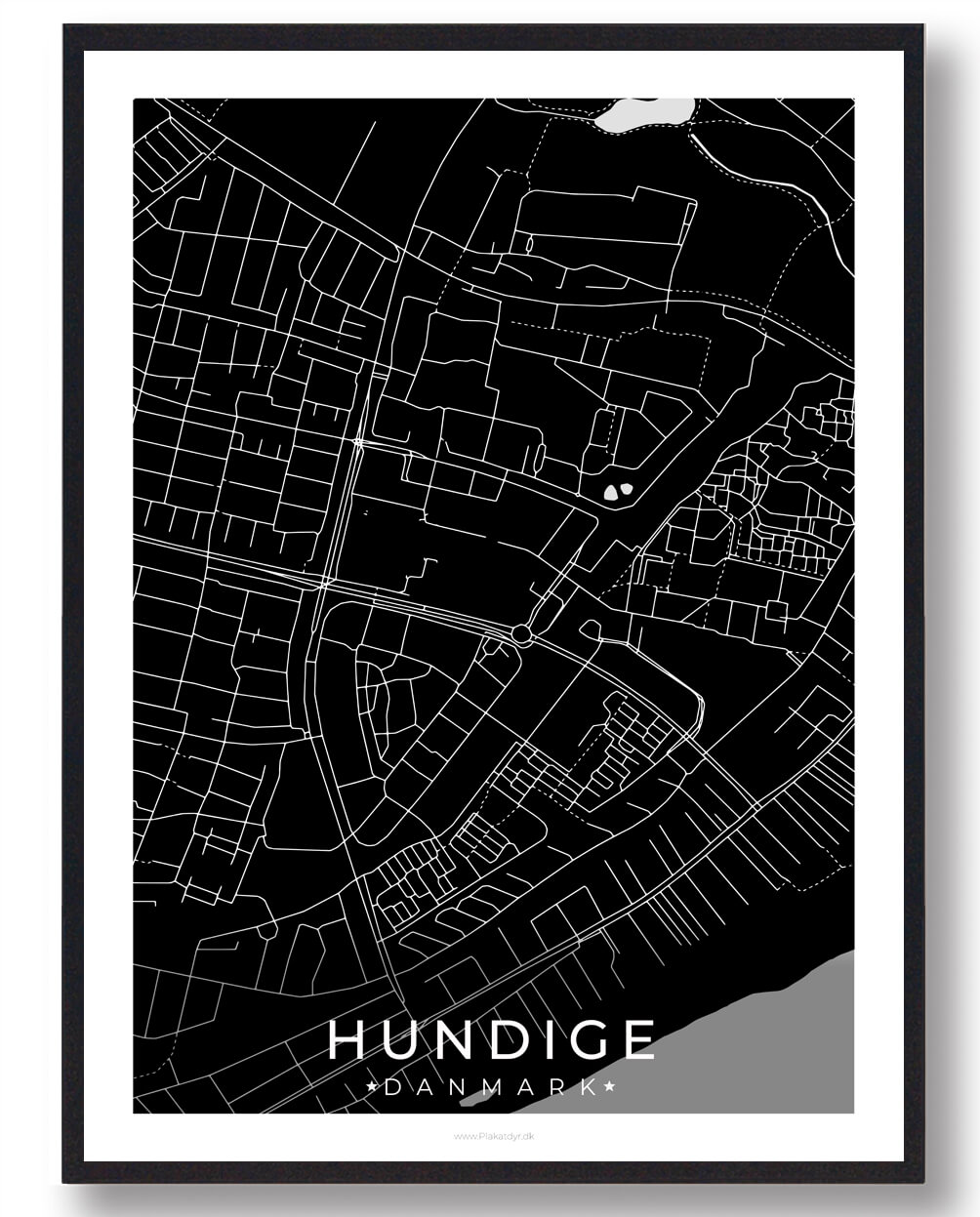 Hundige By Plakat - Sort Design til Dit Hjem