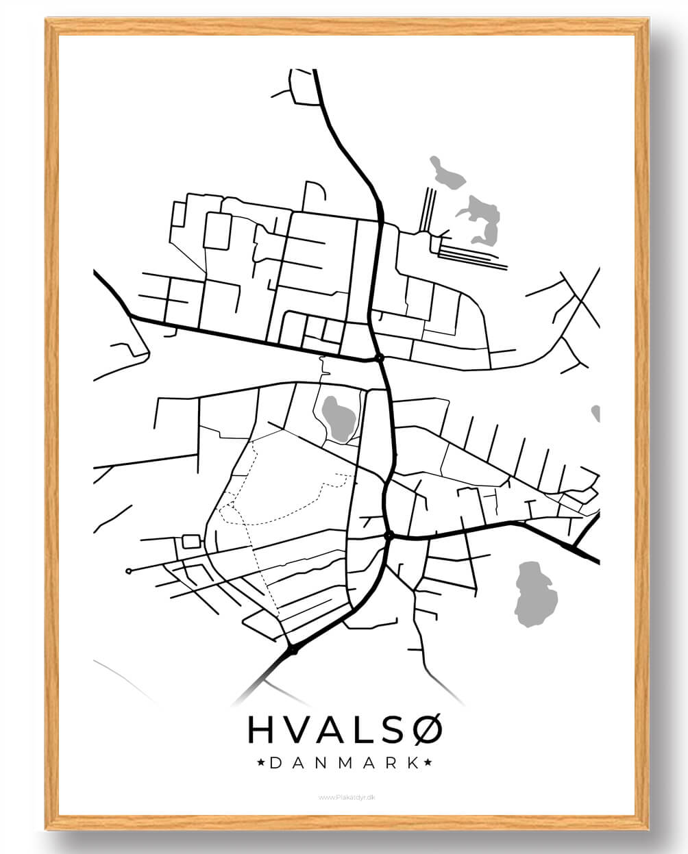 Hvalsø By Plakat - Hvid til Dit Hjem