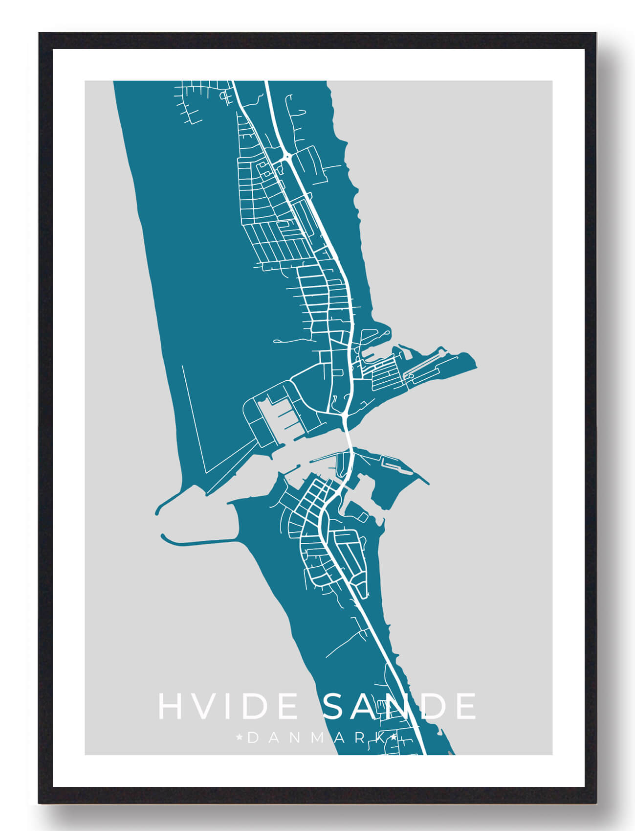 Hvide Sande Plakat - Blå Design til Dit Hjem