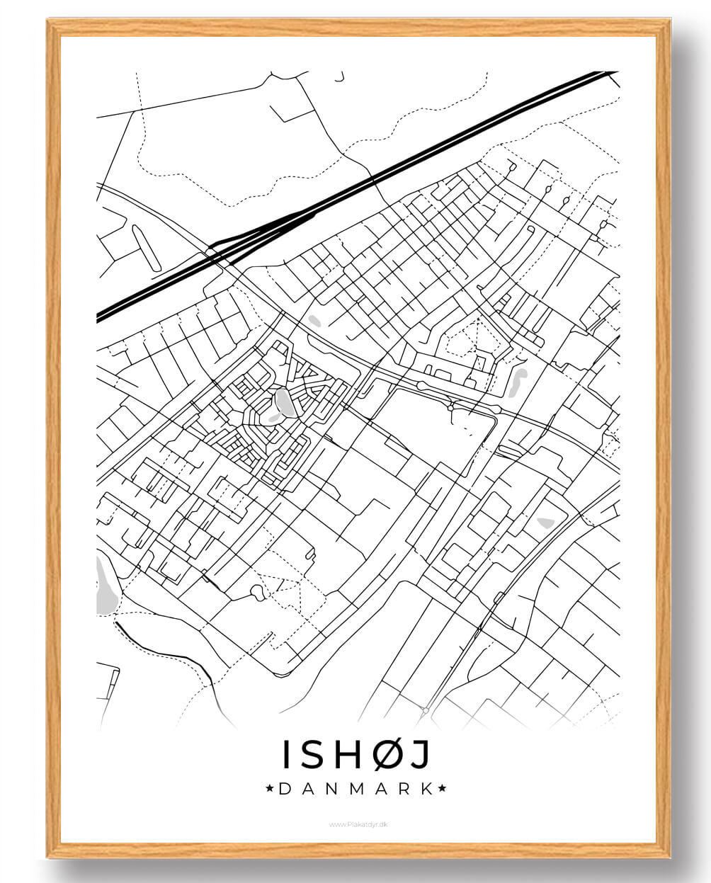Ishøj By Plakat i Hvid - Unik Kunst til Væggen