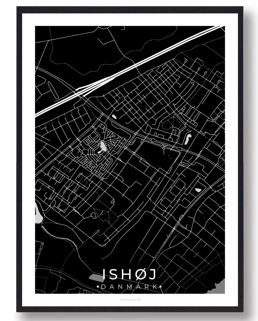 Ishøj By Plakat - Sort fra Plakatdyr.dk