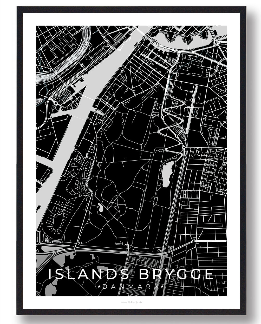 Islands Brygge Plakat - Sort til Dit Hjem