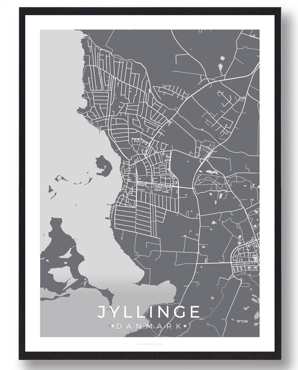 Jyllinge By Plakat - Grå Design til Dit Hjem