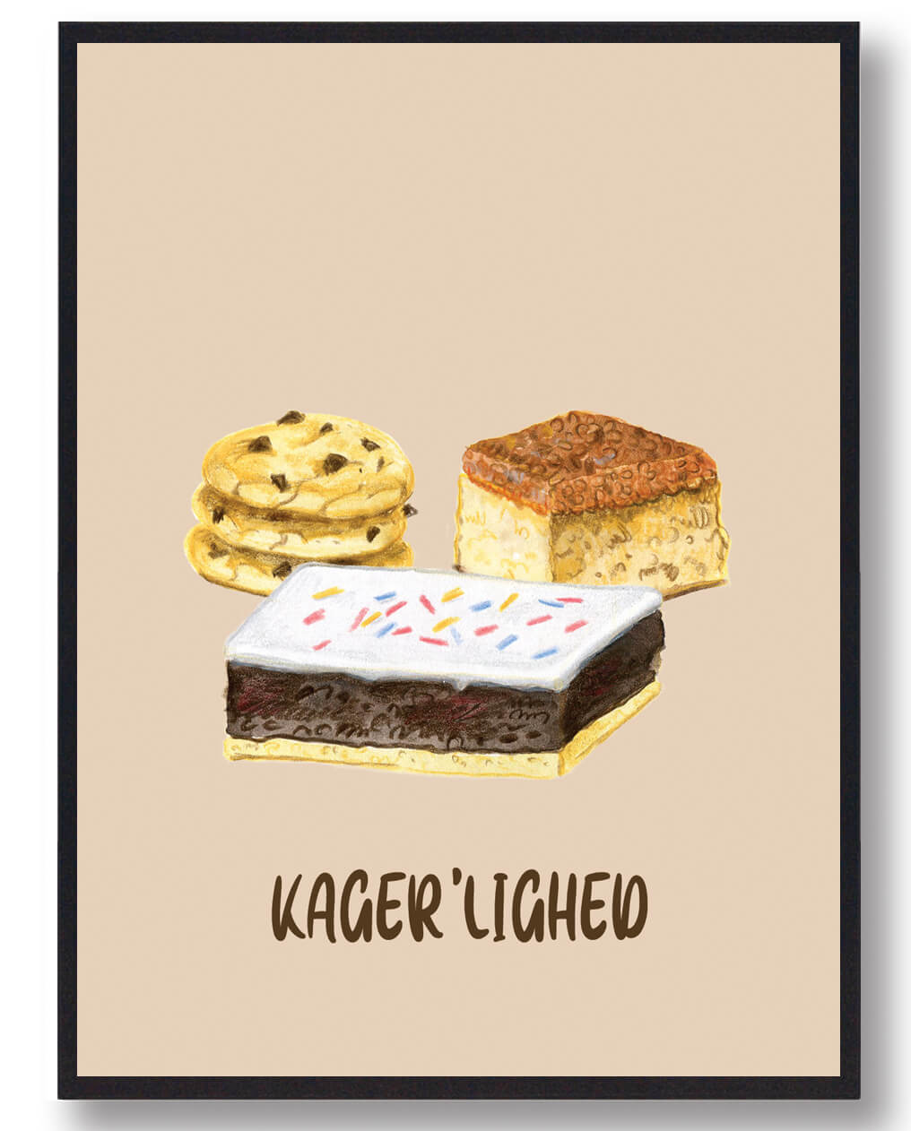 Kageplakat med danske kager – Perfekt til dit hjem!