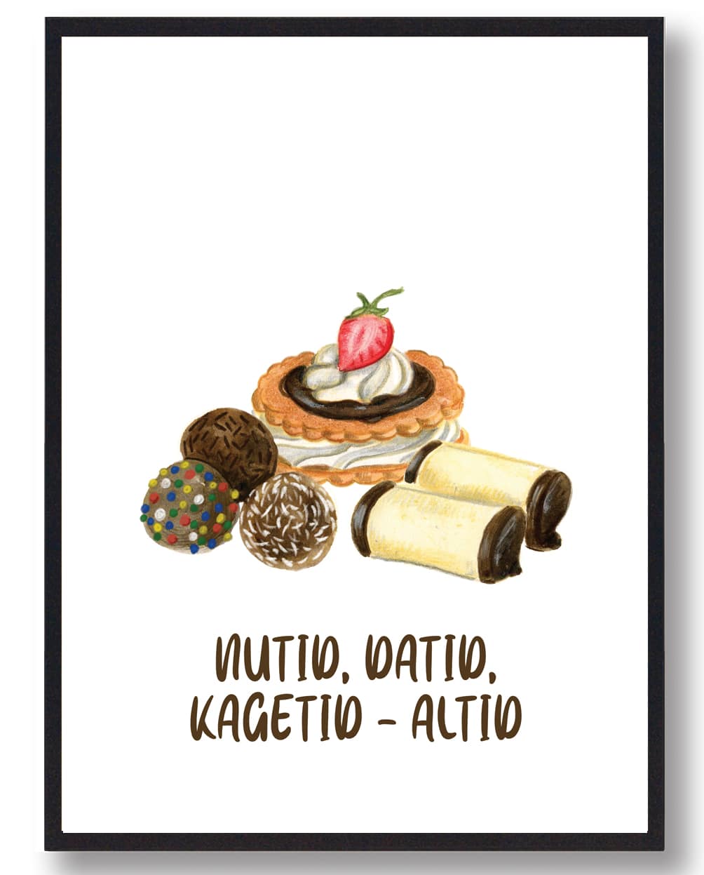 Kagetid Kageplakat - Hvid Dekoration til Køkkenet
