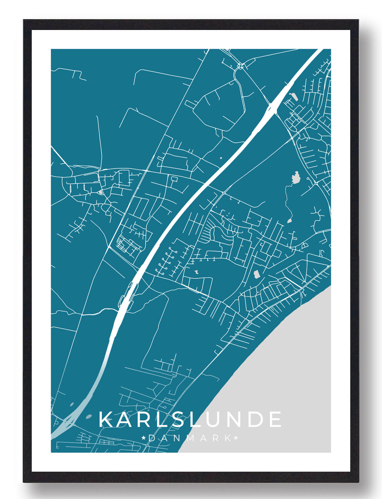 Karlslunde By Plakat - Blå tilgængelig nu!