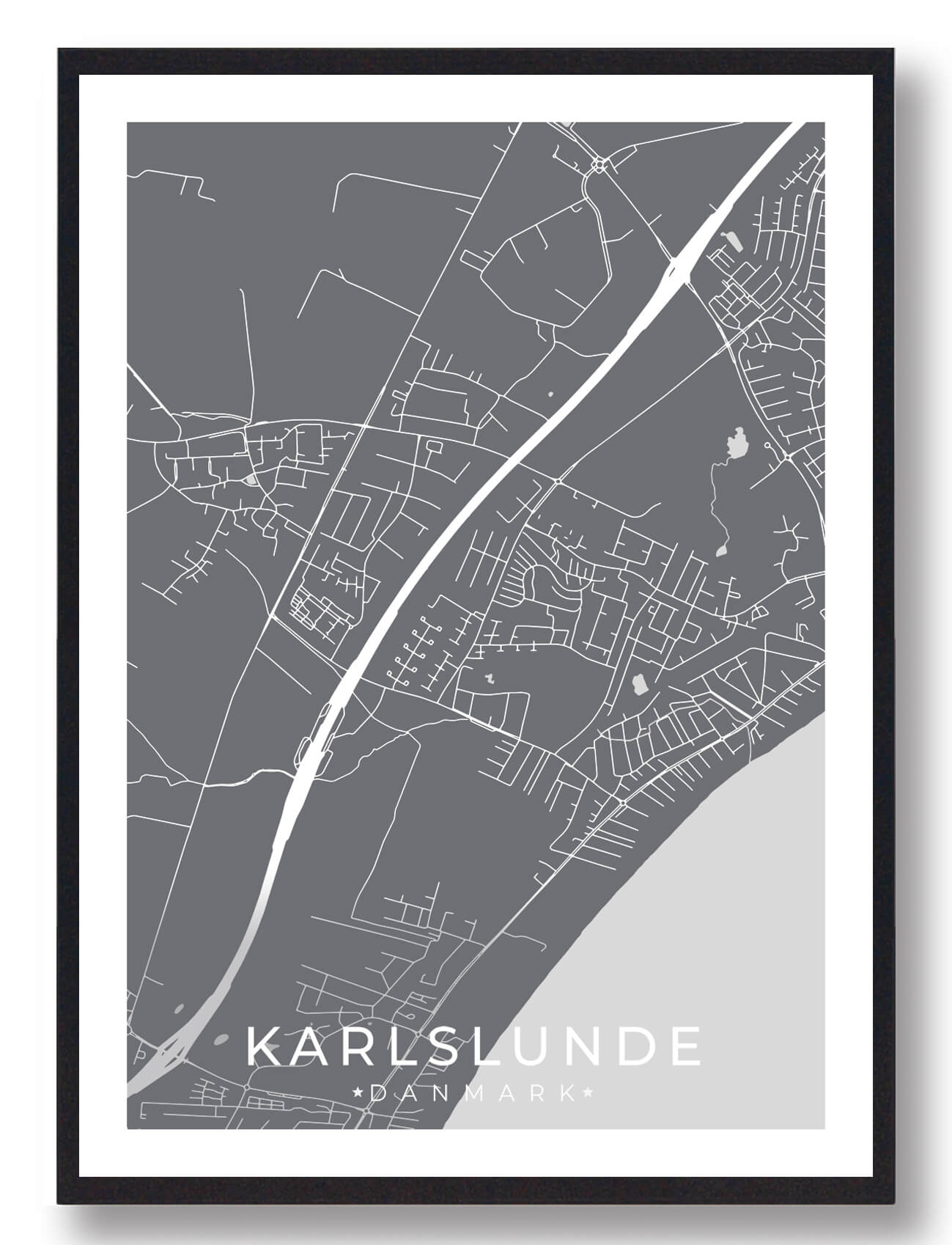 Karlslunde By Plakat - Grå Tilbud fra Plakatdyr.dk